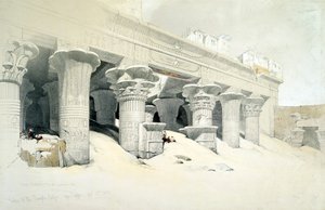 Portikus des Sandsteintempels von Edfu, der dem falkenköpfigen Gott Horus gewidmet ist, Ägypten, 1838 von Louis Haghe