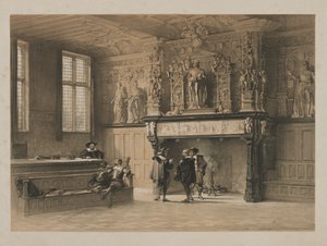 Skizzen in Belgien und Deutschland, Band I: Halle der Justiz der Magistrate du Franc, Brügge, 1840 von Louis Haghe