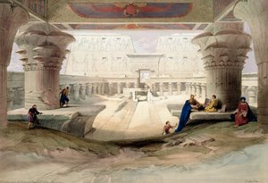 Blick unter dem Portikus des Tempels von Edfou, Oberägypten, 1846 von Louis Haghe