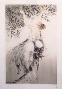 Mädchen pflückt Zitronen von Louis Icart