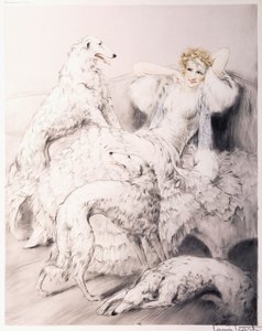 Mädchen mit Begleitendem Borzoi