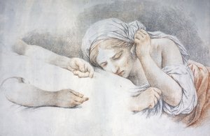 Ein junges Mädchen ruht ihren Kopf auf dem Schoß eines anderen Mädchens