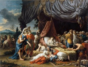 Alexander der Große und Hephaistion am Sterbebett der Frau von Darius III