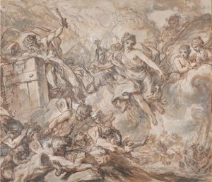 Juno befiehlt Aeolus, die Winde zu entfesseln von Louis Jean Jacques Durameau