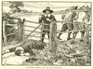 Faint-Heart, Misstrauen und Schuld berauben Little-Faith von Louis John Rhead