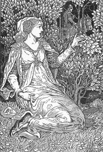 La belle Iseult (Porträt von Iseult) Illustration von Louis Rhead (1858-1926) aus „King Arthur and his knights“ 1923 Private Sammlung von Louis John Rhead