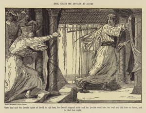 Saul wirft seinen Speer auf David von Louis John Rhead