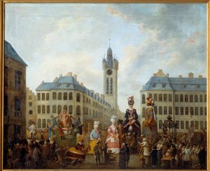 Die Familie des großen Handschuhs von Douai. Gemälde von Louis Joseph Watteau genannt Watteau de Lille (1731-1798) von Louis Joseph  Watteau
