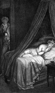 Gefährliche Liebschaften von Choderlos de Laclos (Brief 96). Valmont und Cécile de Volanges. Illustration graviert von Masquelier nach Mademoiselle Gérard.