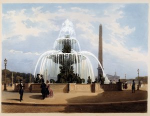 Brunnen auf der Place de la Concorde - in „Paris en 1837“ von Arnout von Louis Jules Arnout