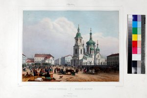 Der Sennaya-Platz und die Erlöserkirche in Sankt Petersburg von Louis Jules Arnout