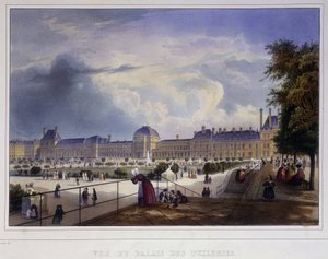 Ansicht des Palais des Tuileries - in „Paris en 1837“ von Louis Jules Arnout