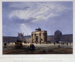 Ansicht des Palais des Tuilerien und des Karussells - in „Paris en 1837“ von Arnout von Louis Jules Arnout
