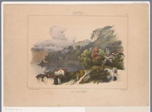 Blick auf den Trasimenischen See in Italien (Herinneringen uit Italië) von Louis Jules Frederic Villeneuve
