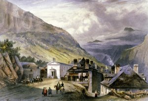 Das Dorf Eaux chaudes, ca. 1850 (Lithografie) von Louis Julien Jacottet