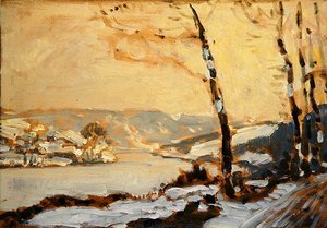 Das Fuldatal bei Kassel mit Schnee von Louis Kolitz