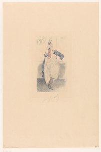 Cancan-Tänzerin mit gestrecktem Bein und Arm in der Hüfte von Louis Legrand (signed by artist)