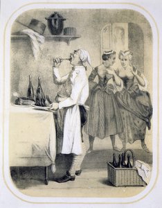 Völlerei in der Küche, aus einer Serie von Drucken, die die sieben Todsünden darstellen, um 1850