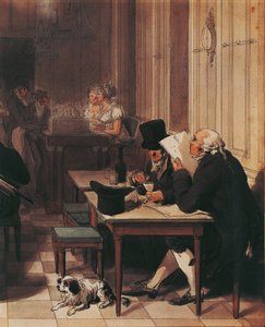 Innenraum eines Cafés um 1815, von Louis-Leopold Boilly, Zeichnung von Louis Leopold Boilly