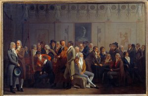 Treffen von Künstlern in der Werkstatt des Malers Jean Baptiste Isabey von Louis Leopold Boilly