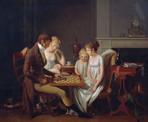 Gemälde eines Familienspiels Dame, ca. 1803, von Louis Léopold Boilly, Öl auf Leinwand, Frankreich von Louis Leopold Boilly