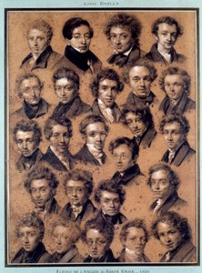 Porträt der Schüler des Ateliers des Malers Antoine Jean Gros. Zeichnung von Louis Leopold Boilly von Louis Leopold Boilly