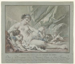 Cupido bittet Venus, ihm seine Pfeile zurückzugeben von Louis Marin Bonnet