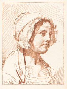 Kopf einer jungen Frau mit Mütze, vor 1764 von Louis Marin Bonnet
