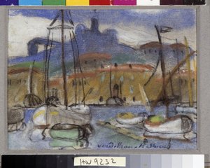 La Bonne Mère Vue de Marseille vom Hafen mit der Kathedrale Notre Dame de la Garde (Notre-Dame-de-la-Garde), auch 
