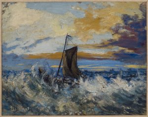 Segelboot, stürmisches Meer, ca. 1907
