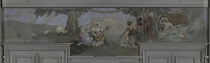Pierrot und Colombine - Modell für das Esszimmer von Jean Coquelin, Villa Longchamp, Neuilly, ca. 1900