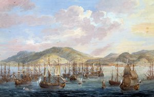 Ansicht der Stadt Cap-Français (Cap de la République), Meeresansicht in Santo Domingo. Detail (Louis Nicolas Van Blarenberghe)