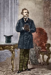 Porträt von Phileas Fogg, Charakter aus „In 80 Tagen um die Welt“ von Jules Verne, illustriert von Louis Paul Pierre Dumont (1822-1882) im Jahr 1872