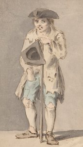 Bettler mit Stab, der einen Dreispitz hält von Louis Philippe Boitard