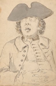 Schlafender Mann mit weit offenem Mund und gekreuzten Händen von Louis Philippe Boitard