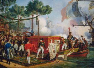 Napoleon Bonaparte und Marie Louise landen in Antwerpen von Louis Philippe Crepin