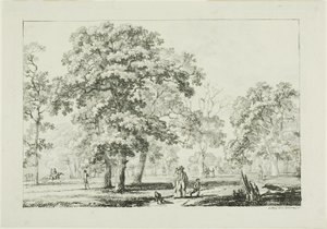 Menschen, die in einem Wald spazieren von Louis Pierre Baltard