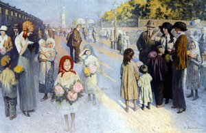 Ein Bahnhof in Russland der Transsibirischen Eisenbahn. sd. Anfang 20. Jahrhundert. Ill. de Sabatier