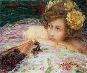 Eine Dame mit ihrem Fächer