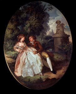 Galante Szene (mit Amor). Gemälde von Louis Trinquesse (1746-1800) 18. Jahrhundert Tours, Musée des Beaux-Arts von Louis Rolland Trinquesse