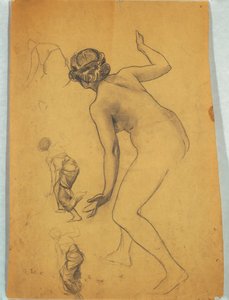 Studie einer sich bückenden nackten Figur