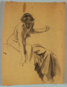 Studie einer sitzenden nackten Figur