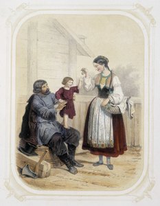Familie in Russland - in „Album du jeune voyageur“, illustriert von Louis Lassalle