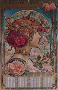 Kalender für 1901 für das Geschäft Paris-Voltaire, Paris, ca. 1900 von Louis Theophile Hingres