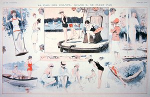 Friedliche Zeiten auf dem Land...wenn es nicht regnet!, ca. 1930 von Louis Vallet