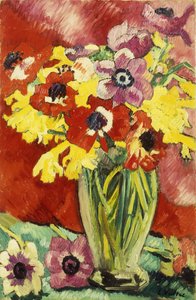 Kristallvase mit Anemonen und Narzissen von Louis Valtat