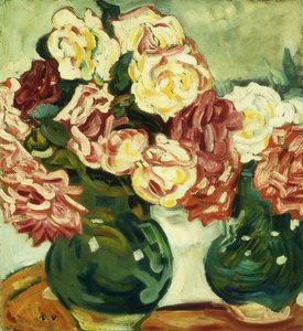 Zwei Vasen mit Rosen