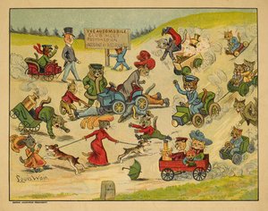 Katzen in verschiedenen Automobilen von Louis Wain