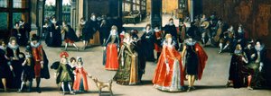 Elegante Figuren tanzen in einem Innenraum