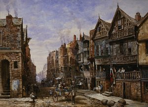 Chester: Watergate Street von der Ecke der Crook Street, mit Eastgate dahinter von Louise Ingram Rayner